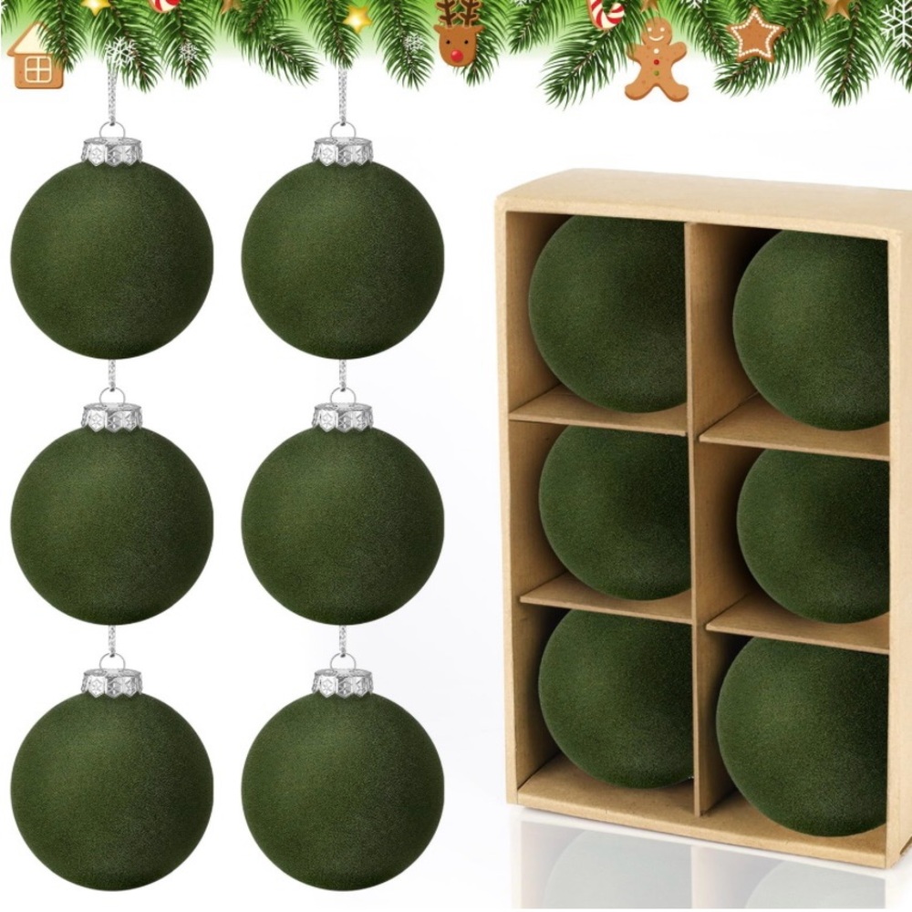 Green Velvet Holiday Ornament Set